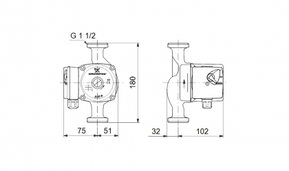 Käyttövesipumppu GRUNDFOS UPS 25-60N 180 MM 