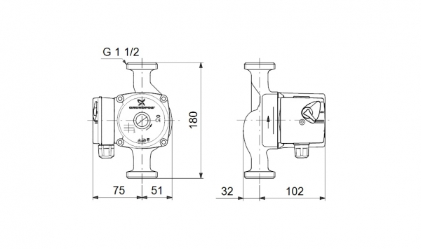 Käyttövesipumppu GRUNDFOS UPS 25-60N 180 MM 