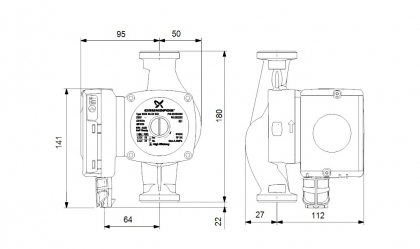 Lämpöjohtopumppu Grundfos UPS2 32-80 180 mm