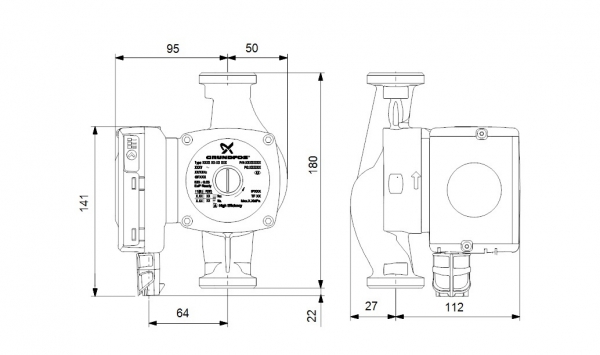 Lämpöjohtopumppu Grundfos UPS2 32-80 180 mm