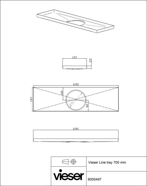 Lattiakaivon kouru VIESER LINE 6005497 700mm RST keskeinen