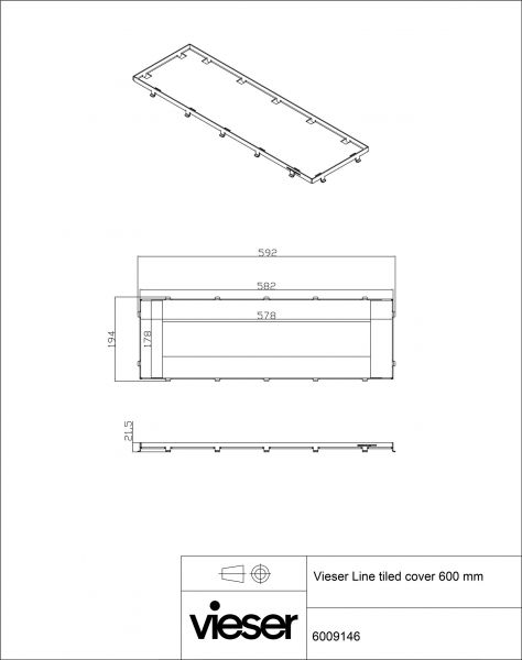 Lattiakaivon kansi VIESER LINE 600mm laatoitettava