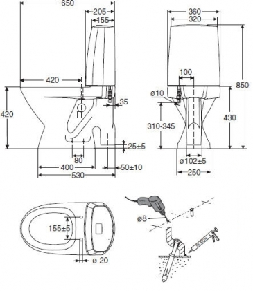 Ido Seven D 13 peruskorjaus wc-istuin, iso jalka